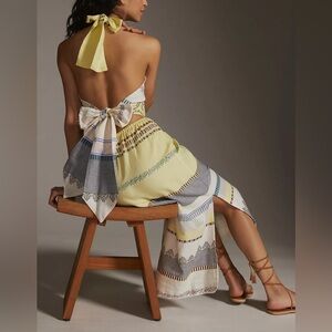 Verb by Pallavi Singhee Boho Halter Maxi | Yellow Tribal Print | Size Small